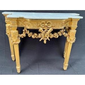 Louis XVI Style Gilded Wooden Console 