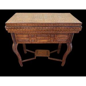 Syrian Marquetry Games Table, Late 19th Century 