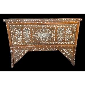 19th Century Syrian Wedding Chest Inlaid With Mother-of-pearl 