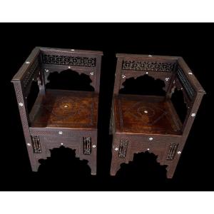 Paire de fauteuils d’angle  Syrien début de XX siecle 