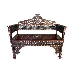 Syrian Bench Inlaid With Mother-of-pearl, Late 19th Century