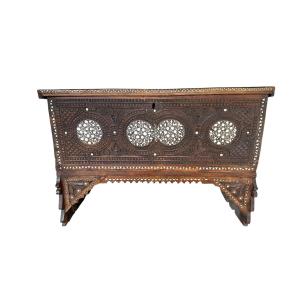 19th-century Syrian Wedding Chest, Carved And Inlaid With Mother-of-pearl 
