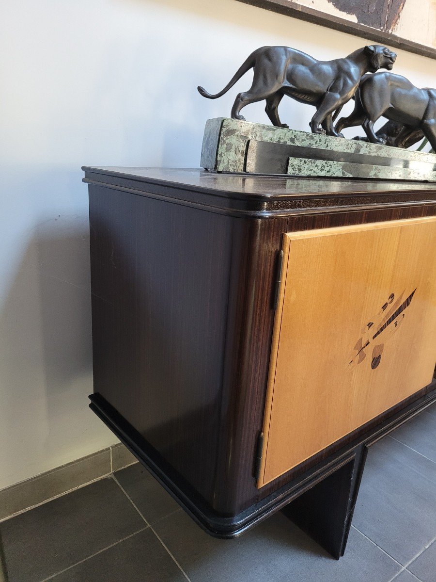 *special Offer* Sideboard - Bar In Exotic Wood Marquetry, 1960s-photo-5