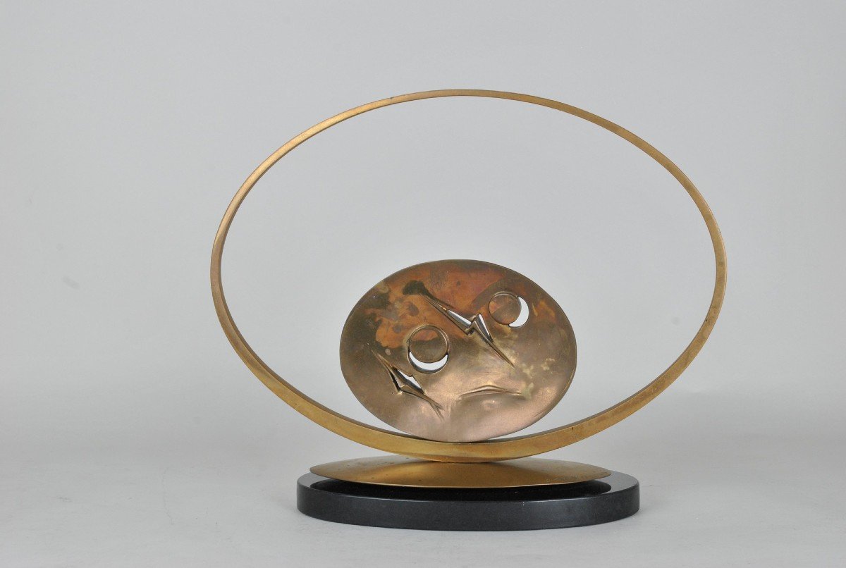 Carmello Cappello, Sculpture En Bronze Sur Socle, XXème Siècle-photo-3