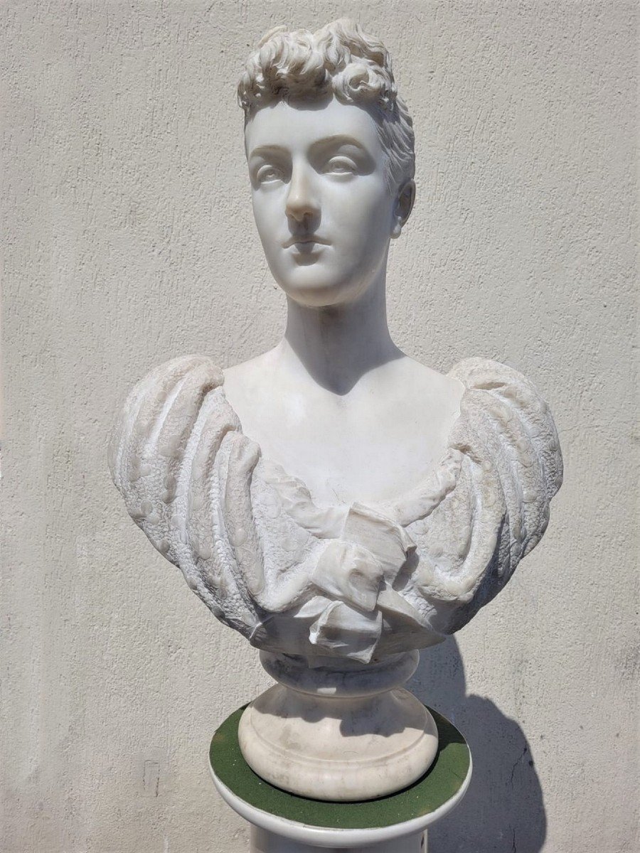*special Offer*lady Bust, White Marble Signed Waldo Story, Rome 1894-photo-8