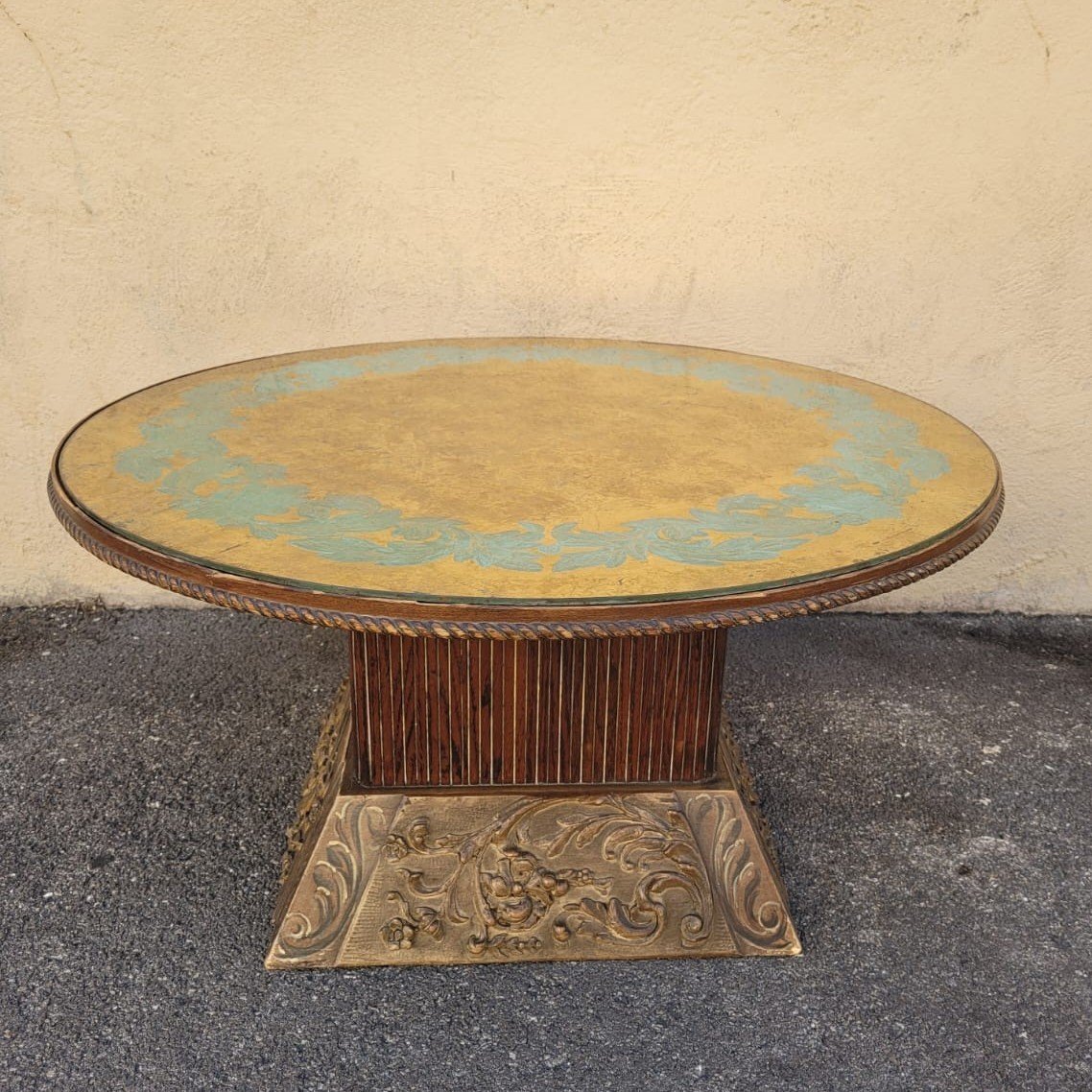 Coffee Table In Wood And Eglomised Glass, Art Deco, 20th Century