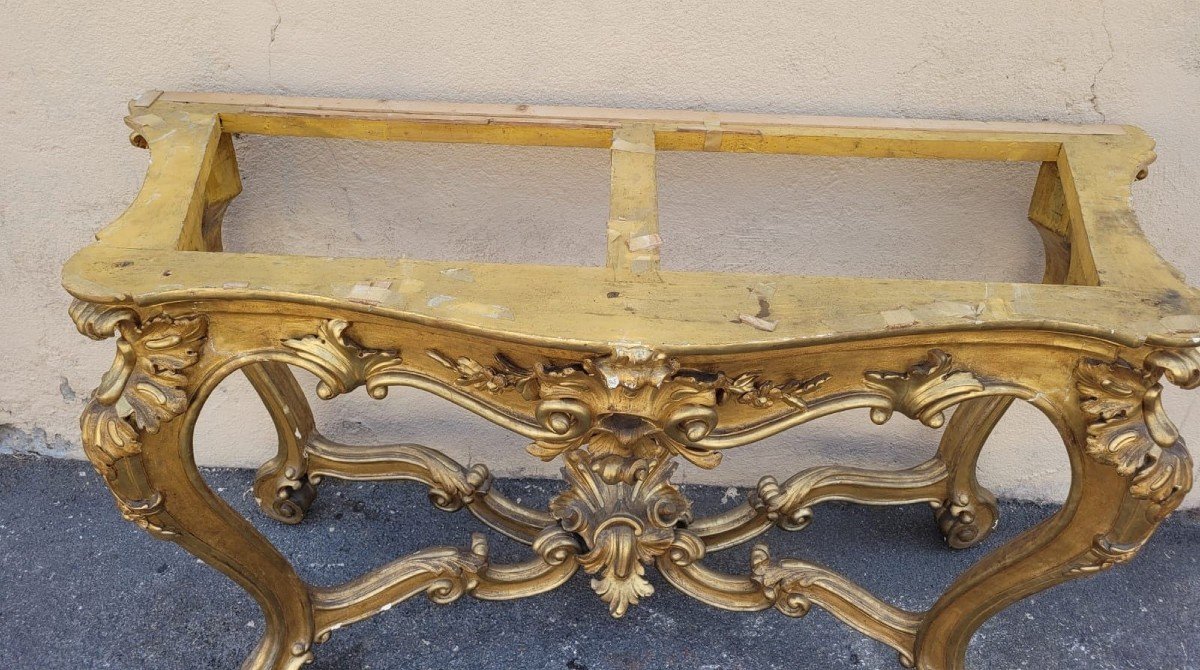 Console En Bois Doré De Style Louis XV, XIXème Siècle-photo-4