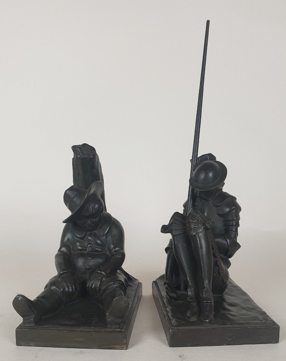 Janle / Max Le Verrier, Paire De Serre-livres Don Quichotte, Art Déco, XXème Siècle-photo-2