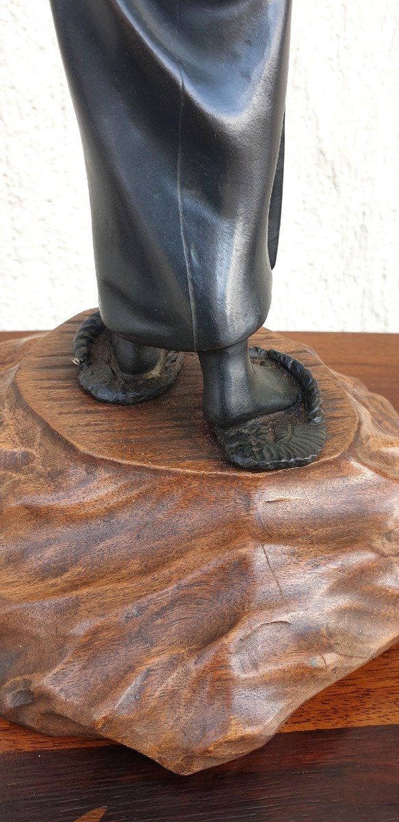 Jeune Femme à l'Ombrelle, Bronze Japon, Meiji, XIXème Siècle-photo-3
