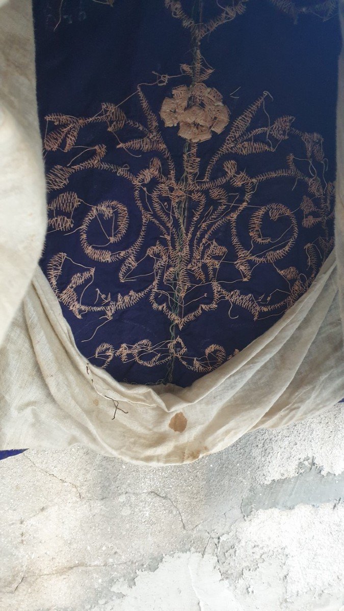 Blue Oriental Caftan With Silver Thread Embroidery, XIXth Century-photo-3