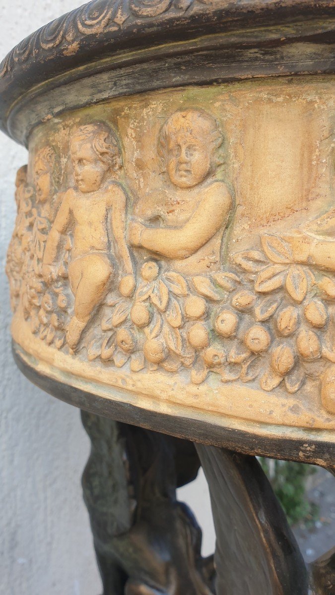 Planter / Athenian In Patinated Terracotta, Dini & Celai, Late 19th Century-photo-7