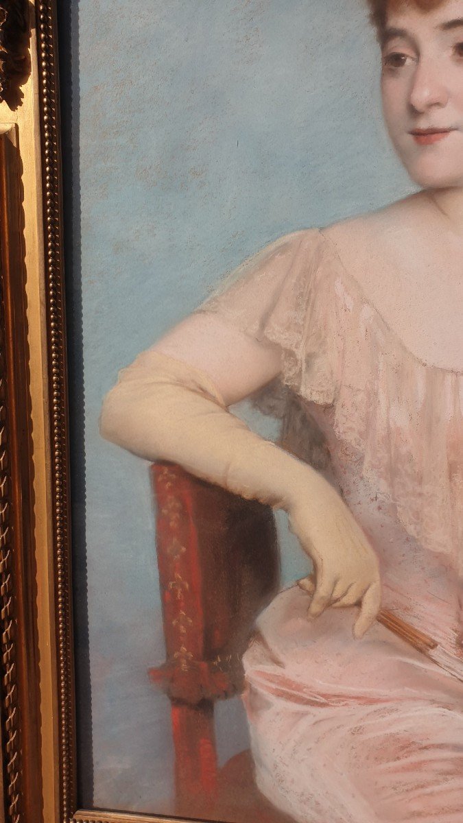 J Frappa, Portrait De Jeune Femme, Pastel, XIXème Siècle-photo-5
