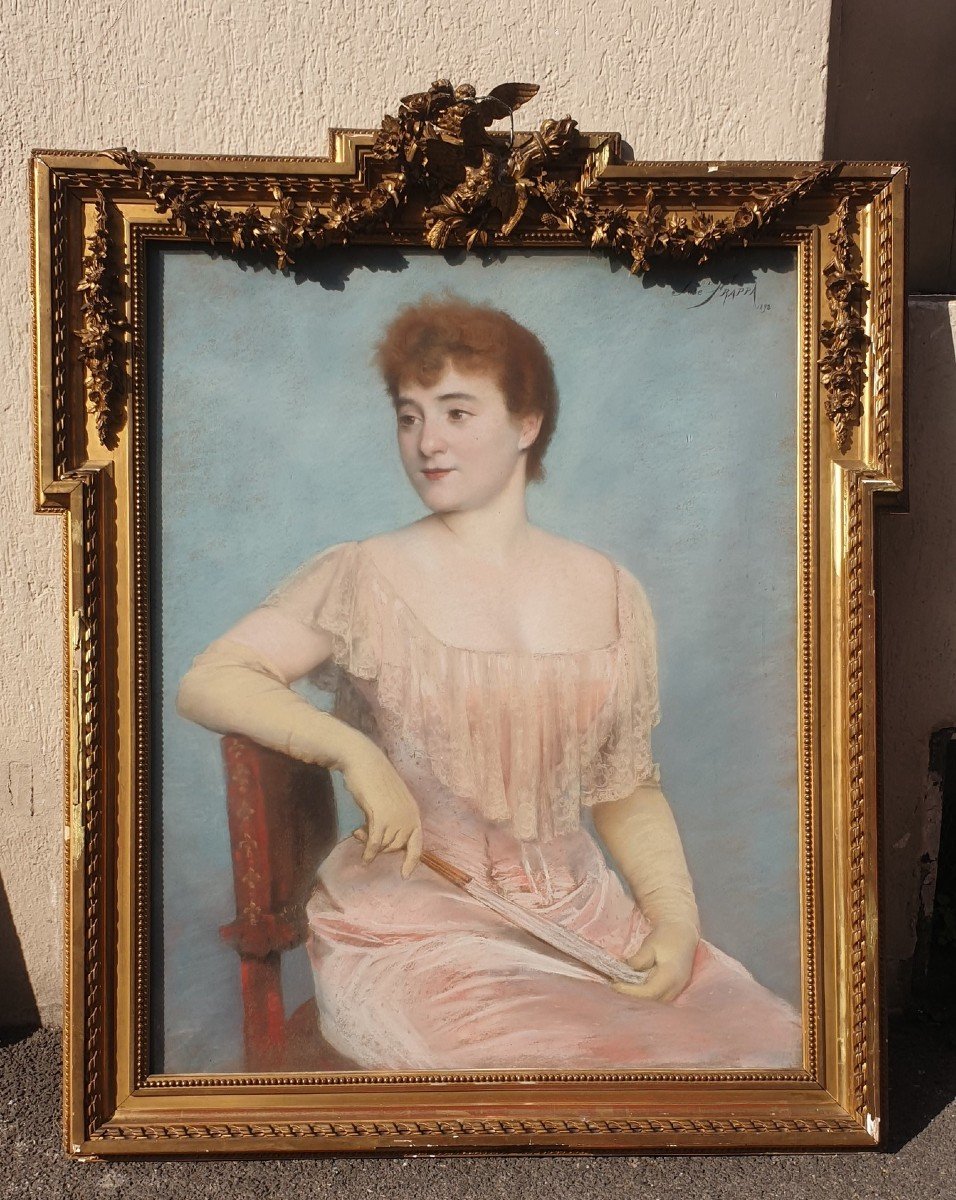 J Frappa, Portrait De Jeune Femme, Pastel, XIXème Siècle