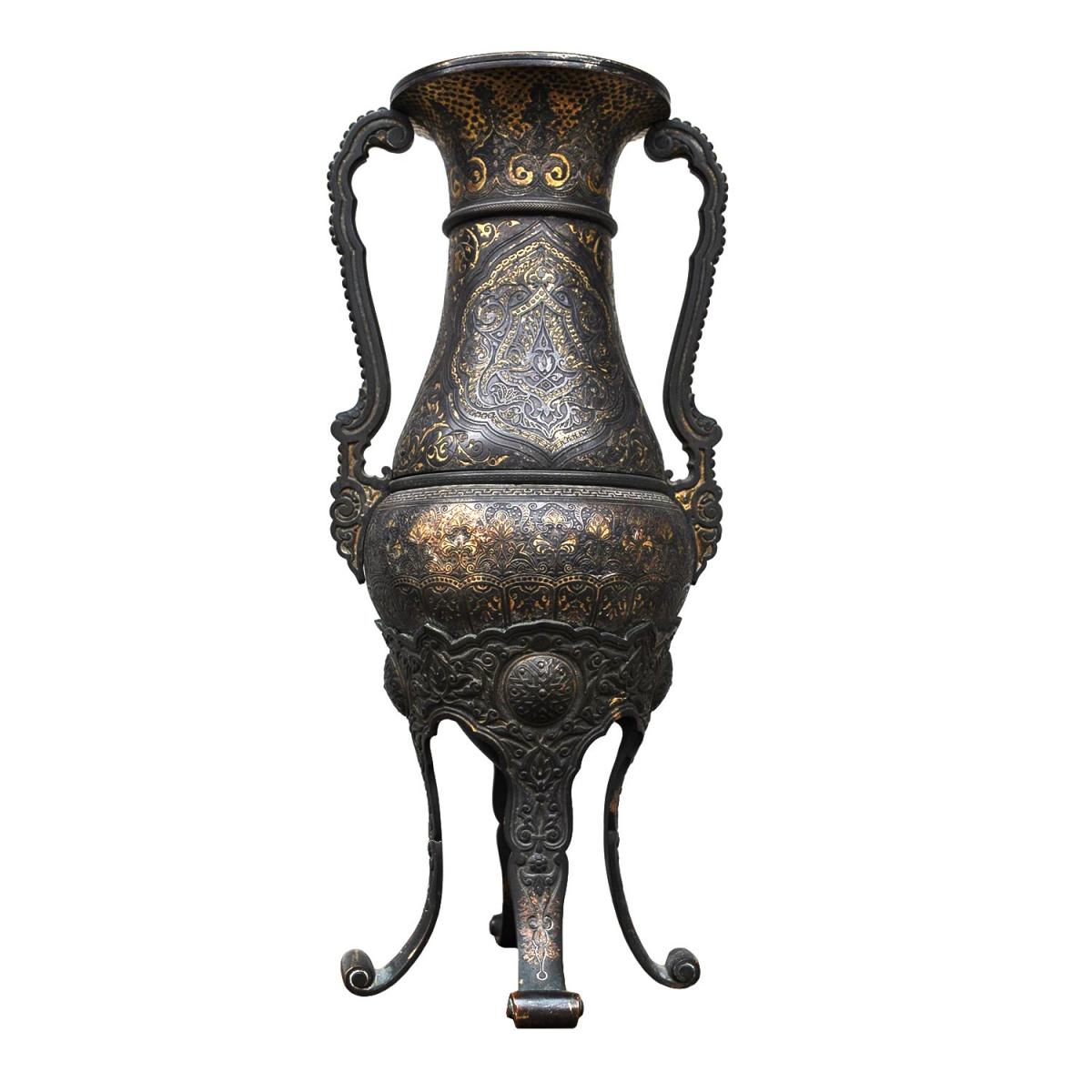 Damasquin Vase In The Taste Zuloaga, France 19th Century