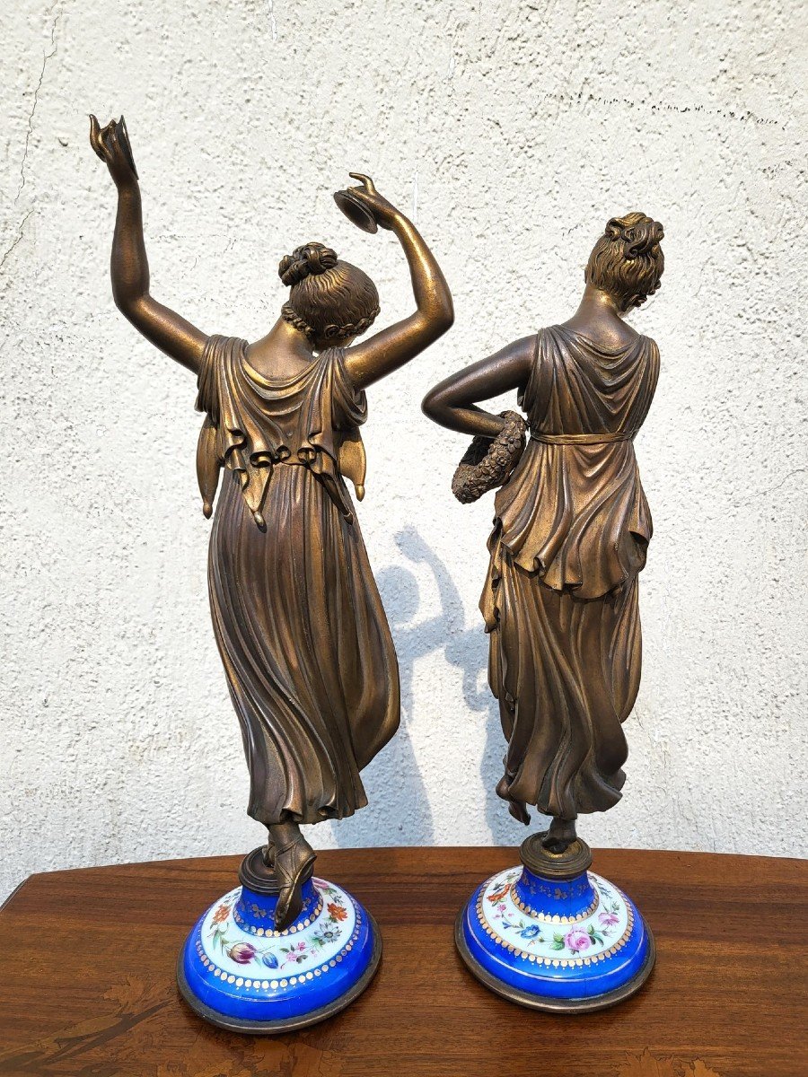 After Canova, Dancer And Musician In Bronze, XIXth Century-photo-3