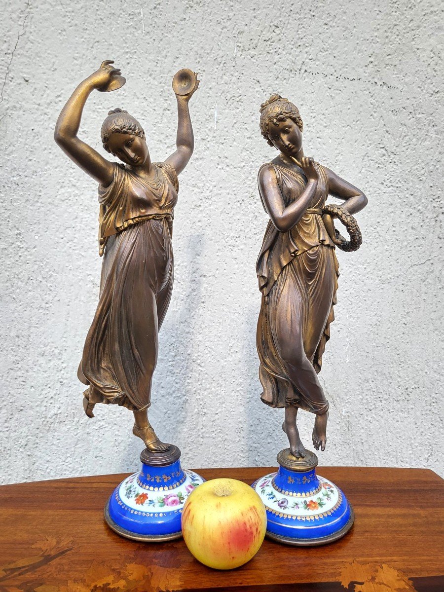 After Canova, Dancer And Musician In Bronze, XIXth Century
