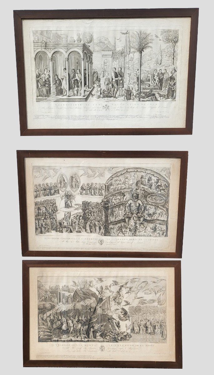 Suite De 3 Gravures, Camposanto de Pise,  Lasinio et Molini Landi & Cie, epoque Empire