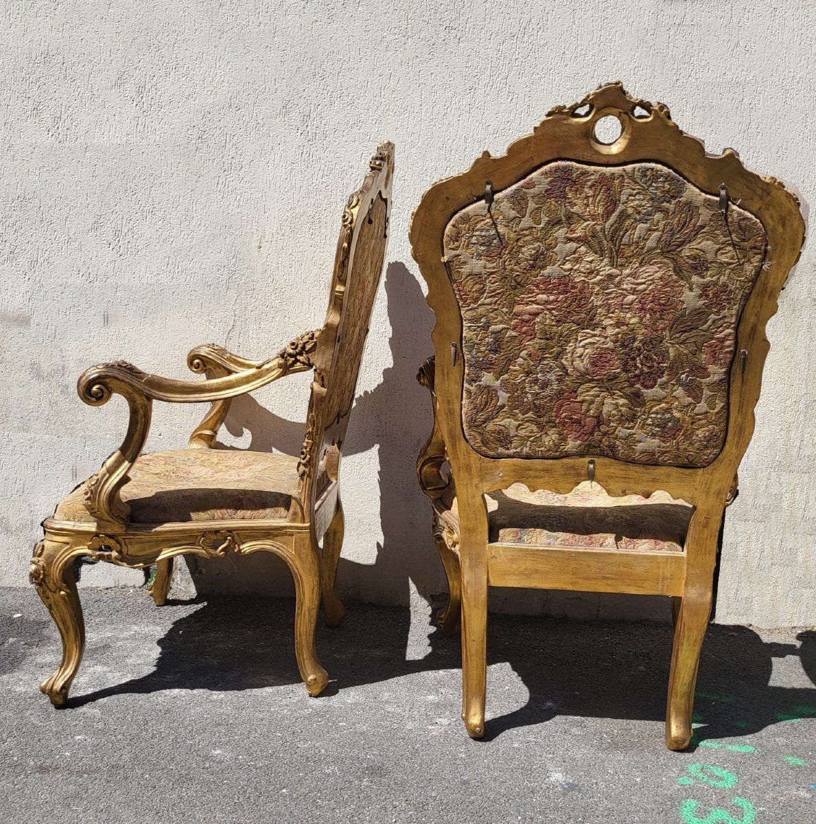 Paire De Fauteuils Louis XV, Venise, Fin XIXème Début XXème Siècle-photo-1