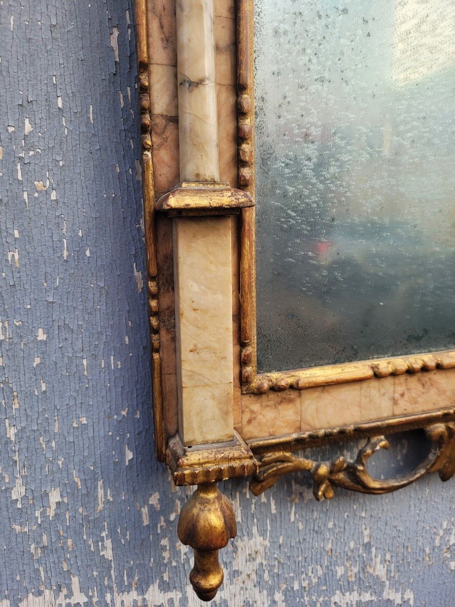 Miroir En Bois Et Marbre, Italie XIXème Siècle-photo-2