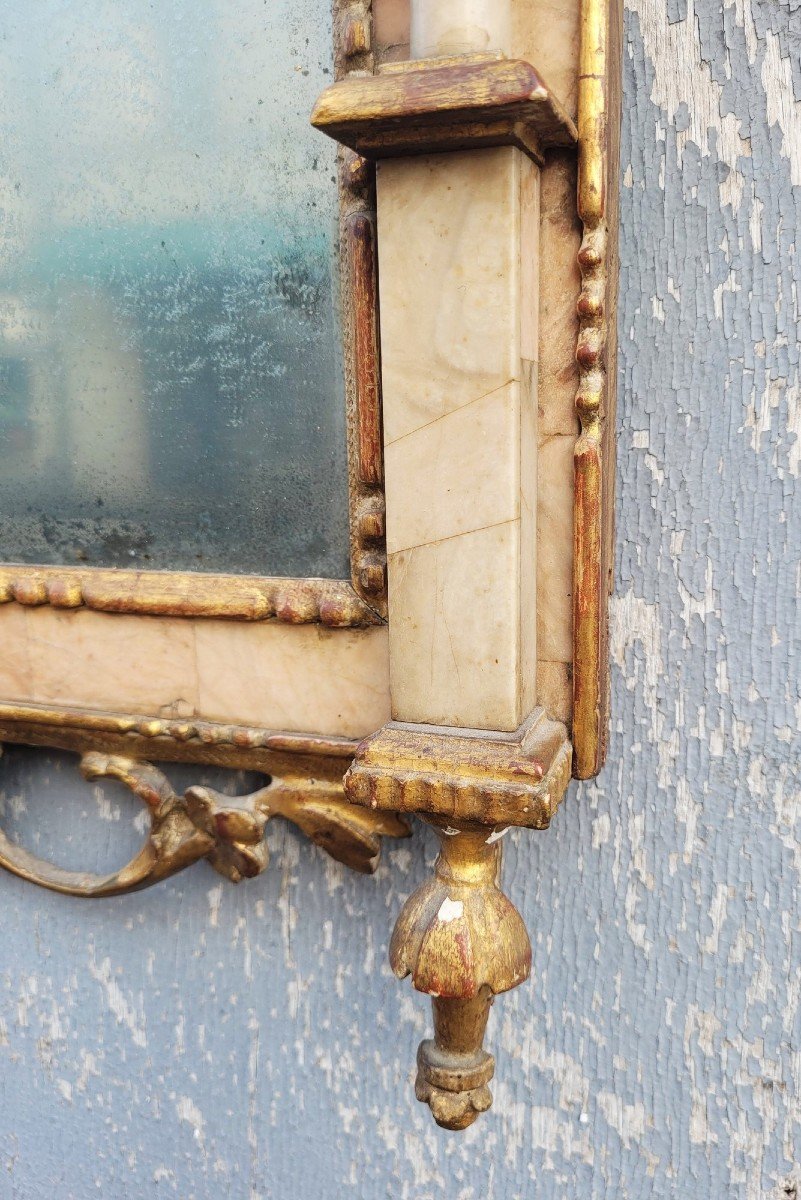 Miroir En Bois Et Marbre, Italie XIXème Siècle-photo-1