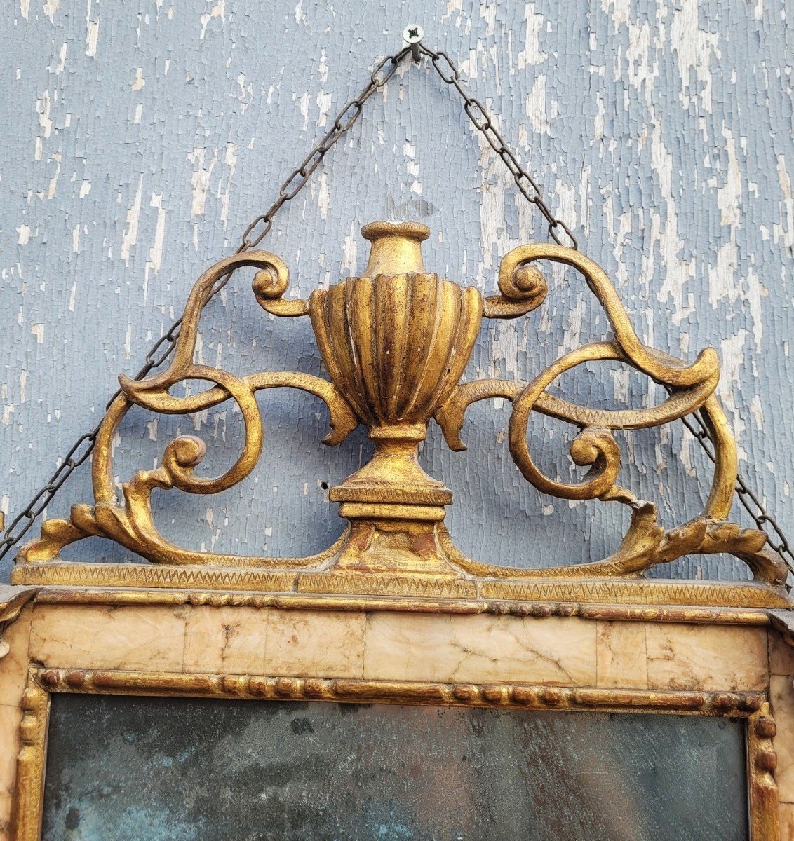 Miroir En Bois Et Marbre, Italie XIXème Siècle-photo-4