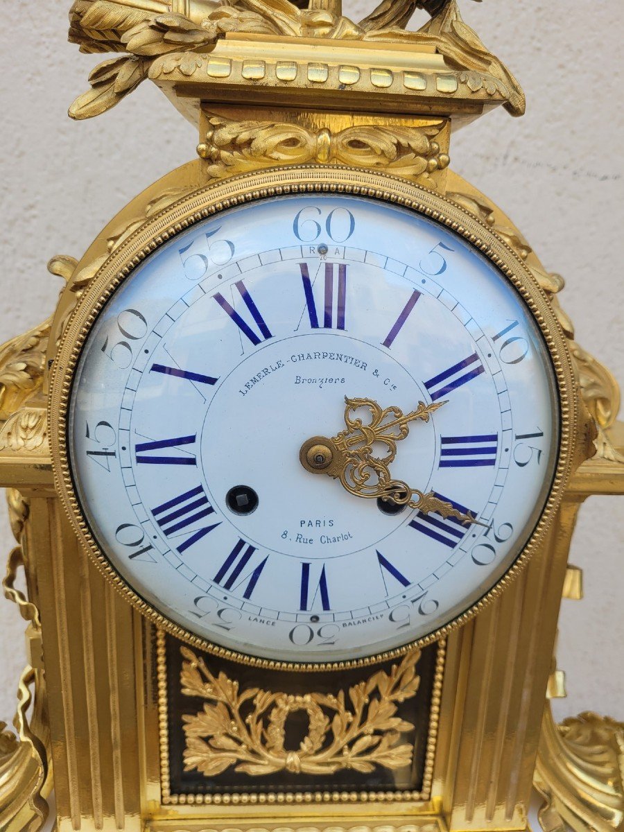 Clock In Gilt Bronze And Marble, Charpentier, Napoleon III, 19th Century-photo-3