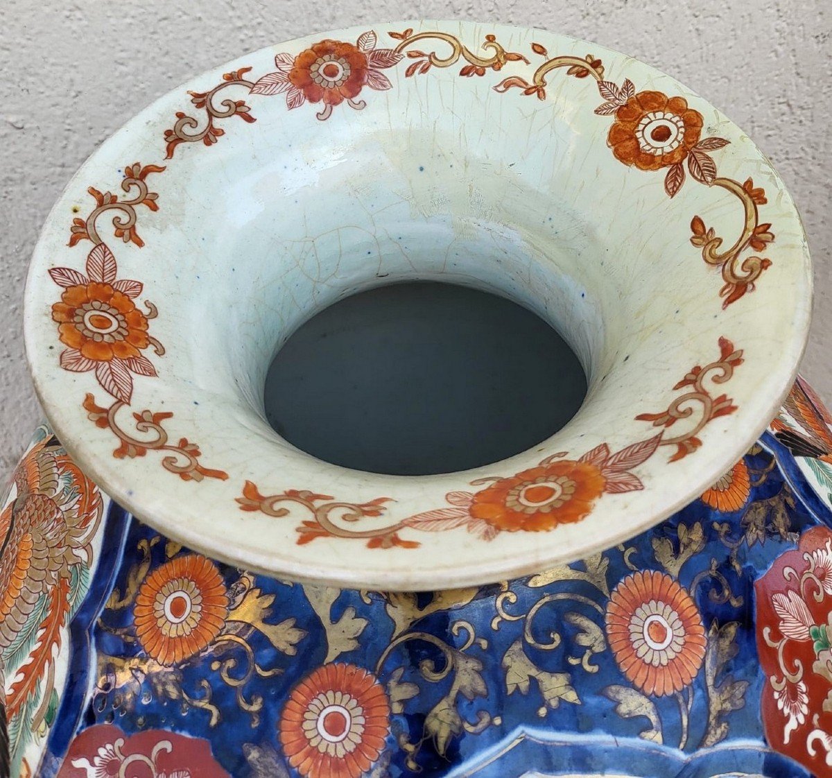 Grand Vase Imari Avec Bronze, Fin XIXème Siècle-photo-3