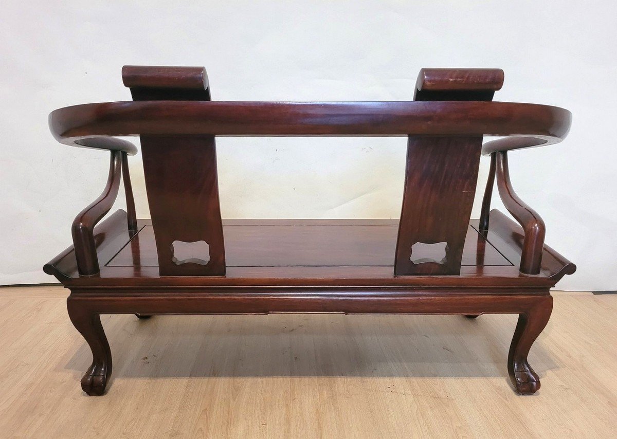 Chinese Carved Wood Bench, Late 19th Early 20th Century-photo-5