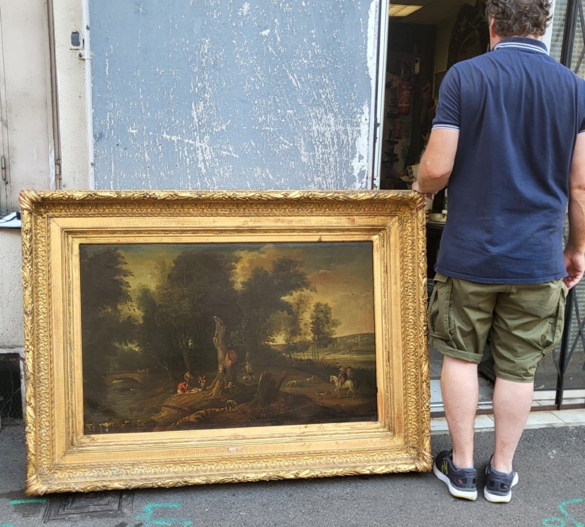 Forest Landscape, Oil On Framed Canvas, 19th Century-photo-4