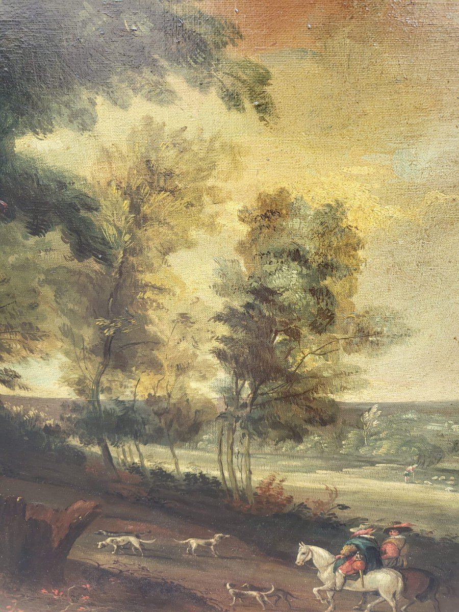 Forest Landscape, Oil On Framed Canvas, 19th Century-photo-3