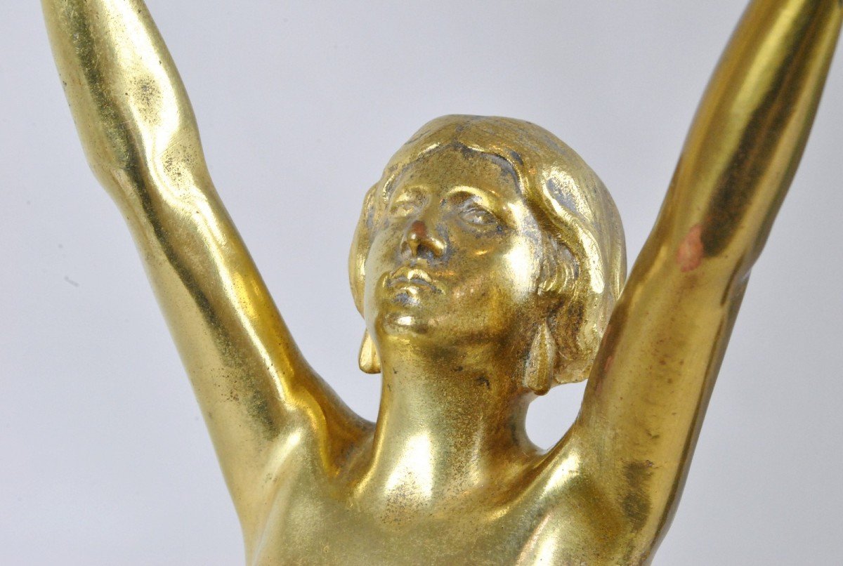 Muller, Prêtresse, Bronze Doré Signé, Fin XIXème Siècle Début XXème Siècle-photo-7