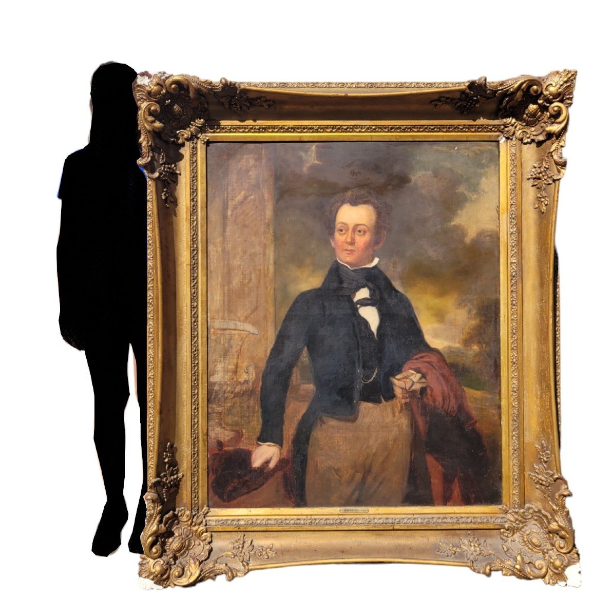 Portrait Of An Aristocrat, Large Oil On Framed Canvas, 19th Century