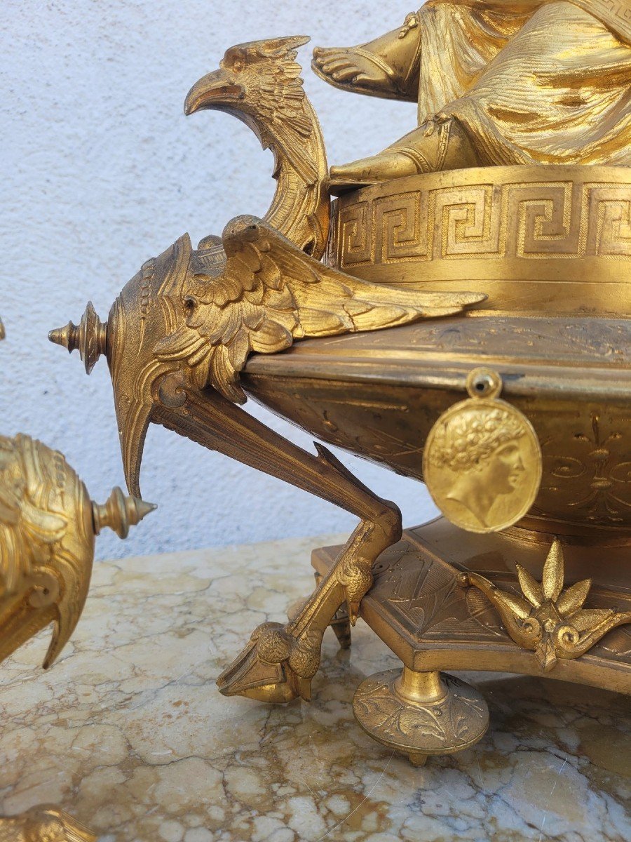 Picard, Garniture En Bronze Doré, Muse de La Musique, XIXème Siècle-photo-1