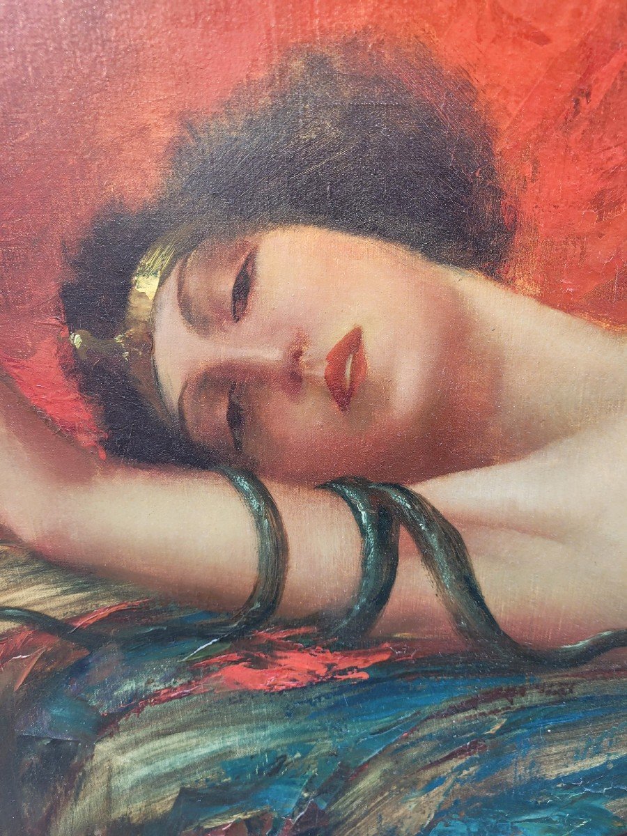R Frenes?, Cleopatra, Oil On Canvas Signed, 20th Century-photo-4