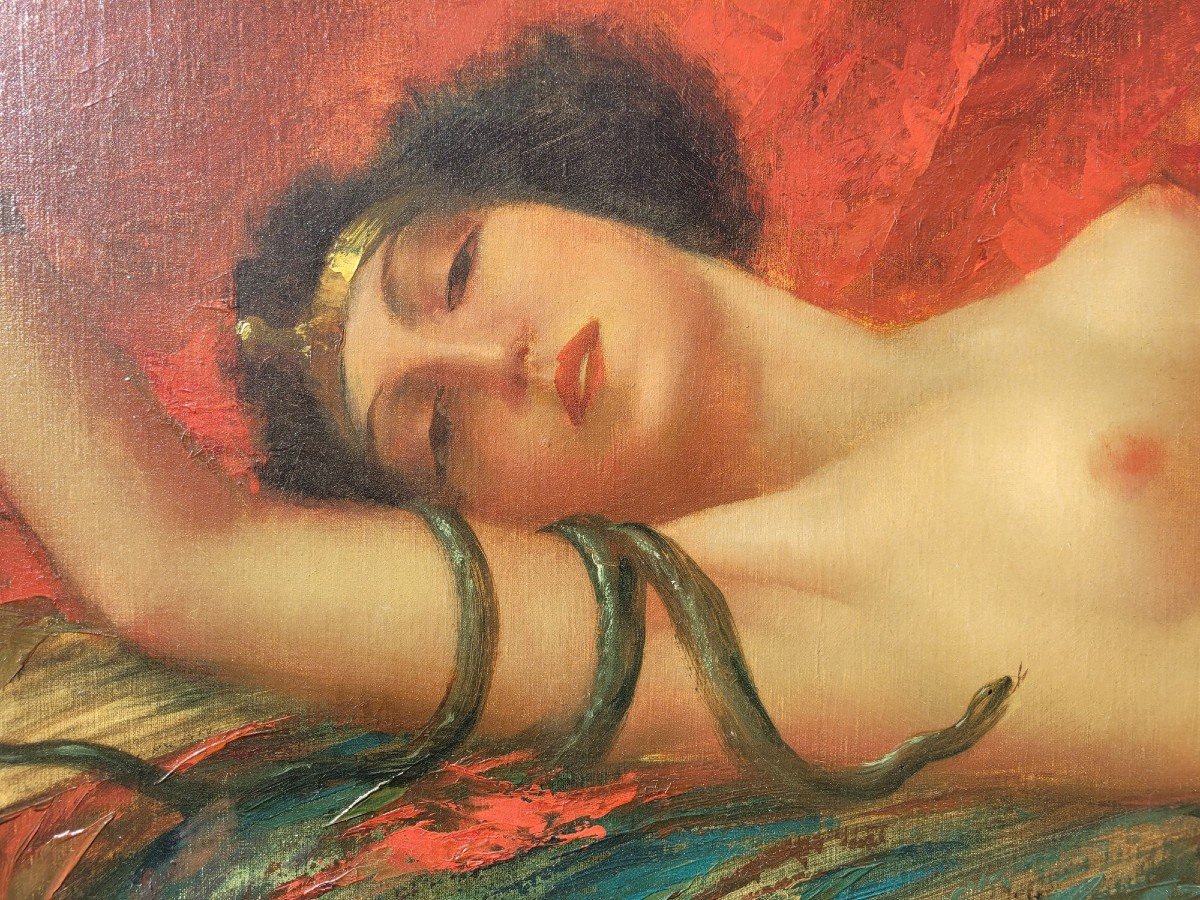 R Frenes?, Cleopatra, Oil On Canvas Signed, 20th Century-photo-2