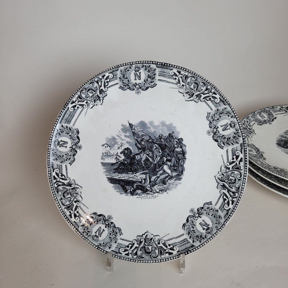 Boch La Louviere, Suite Of 18 Plates, Napoleon Ist Battles, Late 19th Century-photo-4
