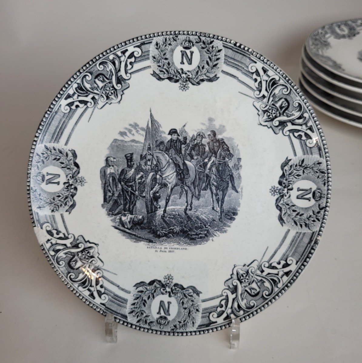 Boch La Louviere, Suite Of 18 Plates, Napoleon Ist Battles, Late 19th Century-photo-5