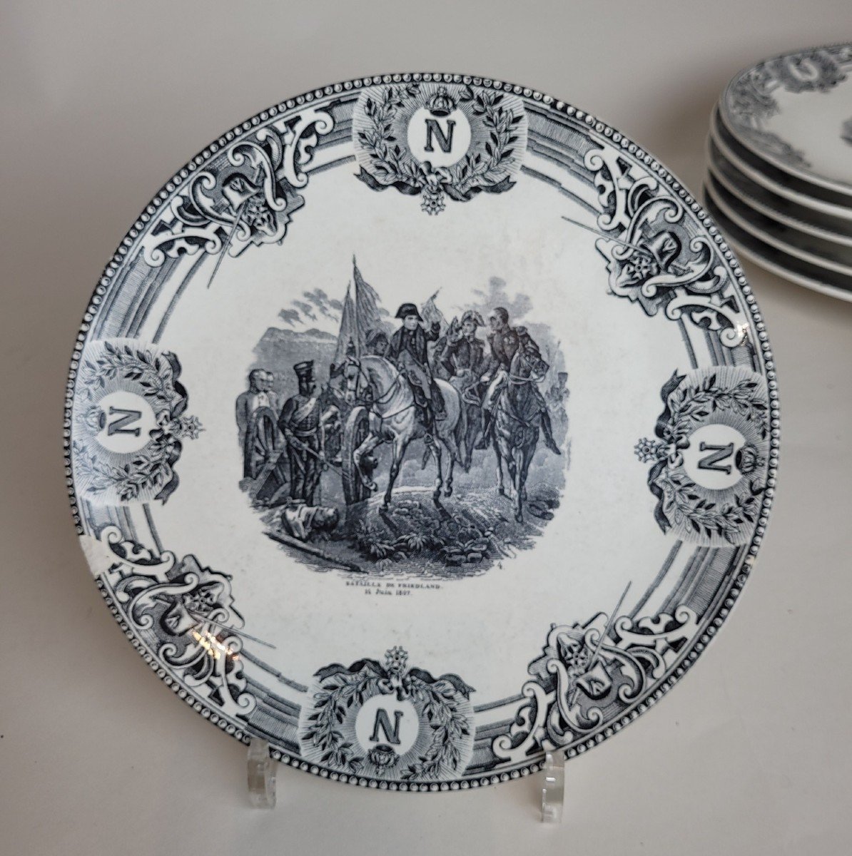 Boch La Louvière, Suite De 18 Assiettes - Batailles Napoléoniennes, Fin XIXème Siècle-photo-5