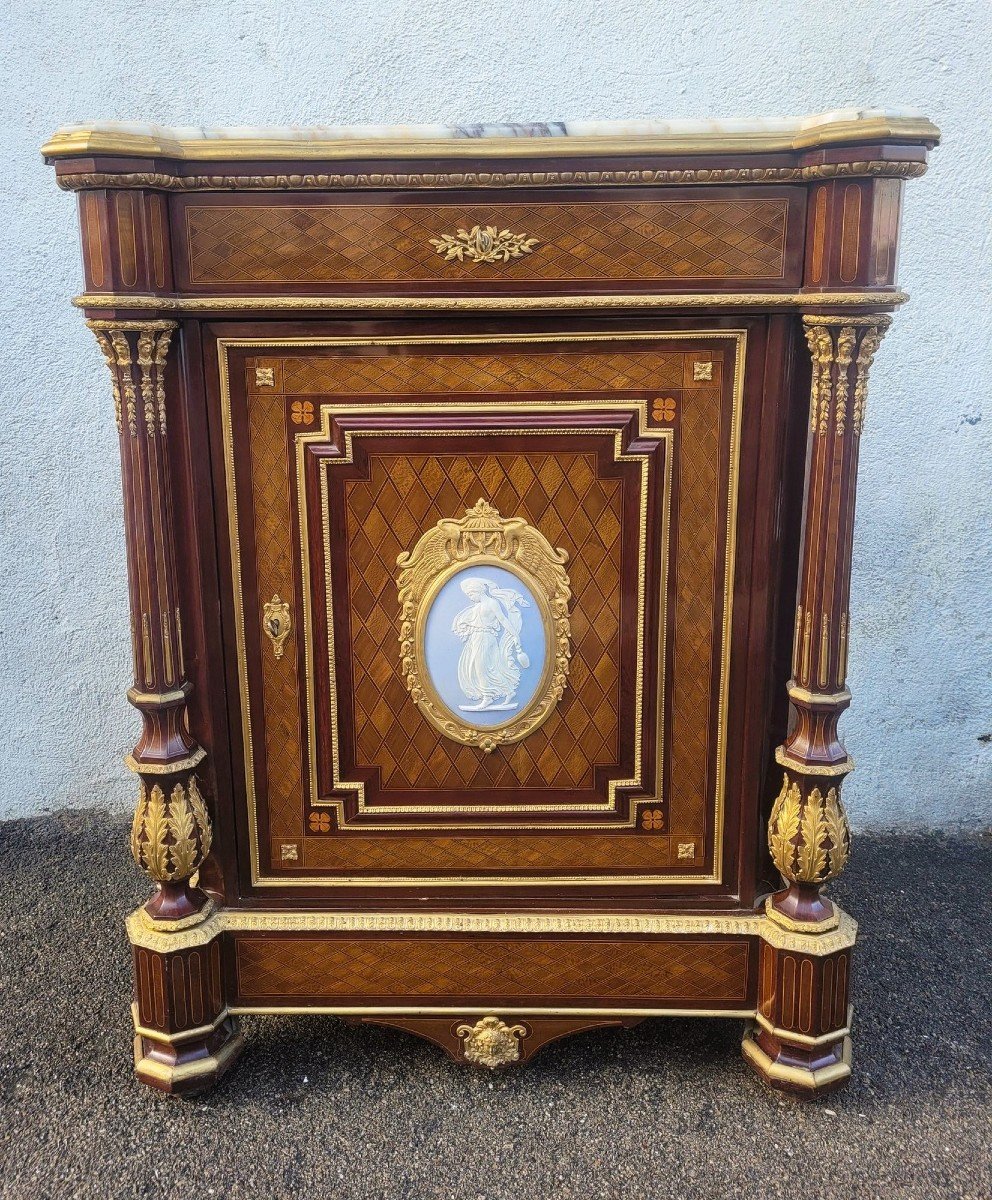 *special Offer*sideboard At Support Height In Marquetry, Napoleon III, 19th Century-photo-2