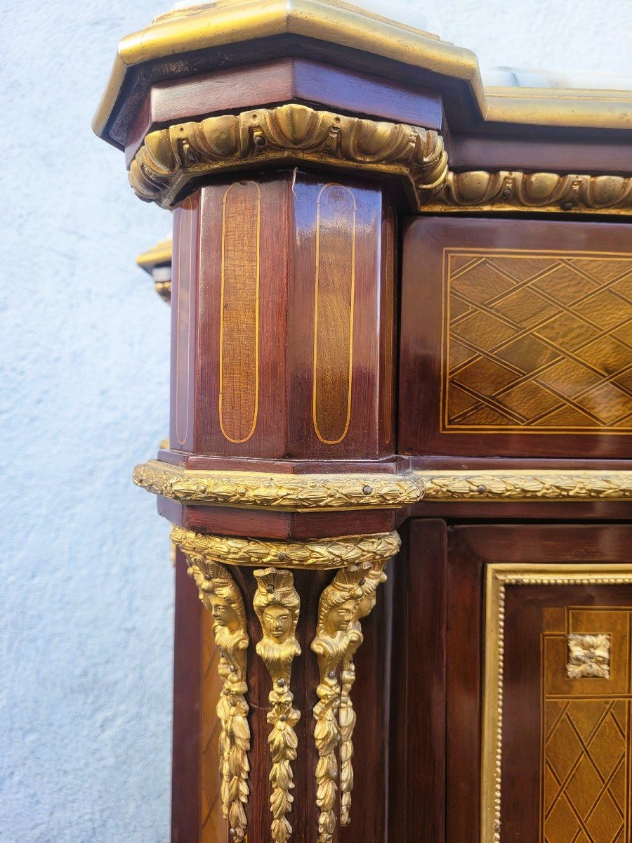 *special Offer*sideboard At Support Height In Marquetry, Napoleon III, 19th Century-photo-1