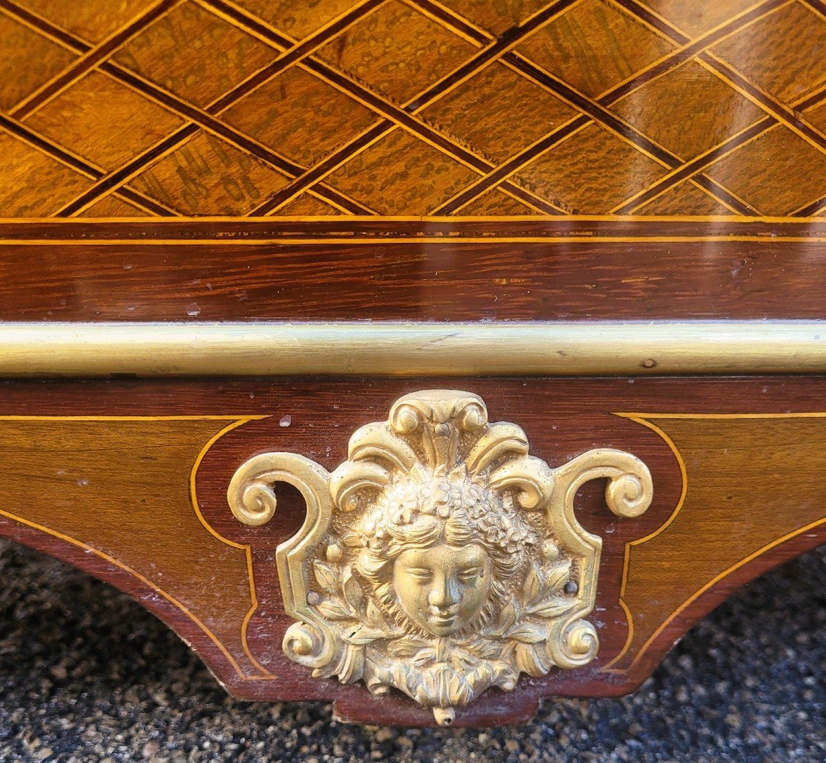 *special Offer*sideboard At Support Height In Marquetry, Napoleon III, 19th Century-photo-3