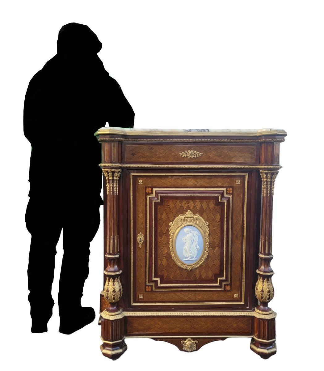*special Offer*sideboard At Support Height In Marquetry, Napoleon III, 19th Century