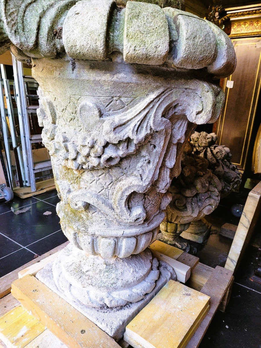 Large Stone Garden Vase, Early 20th Century-photo-5