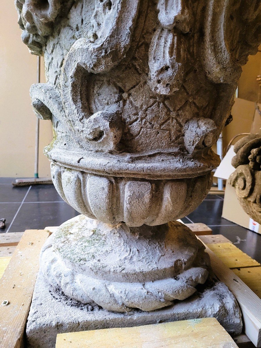 Large Stone Garden Vase, Early 20th Century-photo-8