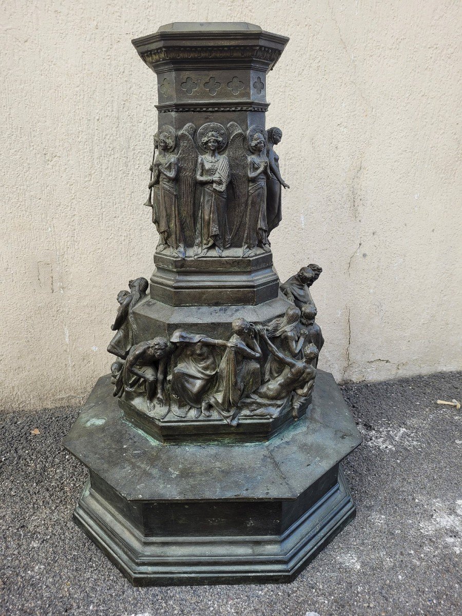 C Zocchi (d'après), Monument à Dante, Réduction En Bronze, Fin XIXème /début XXème Siècle-photo-2