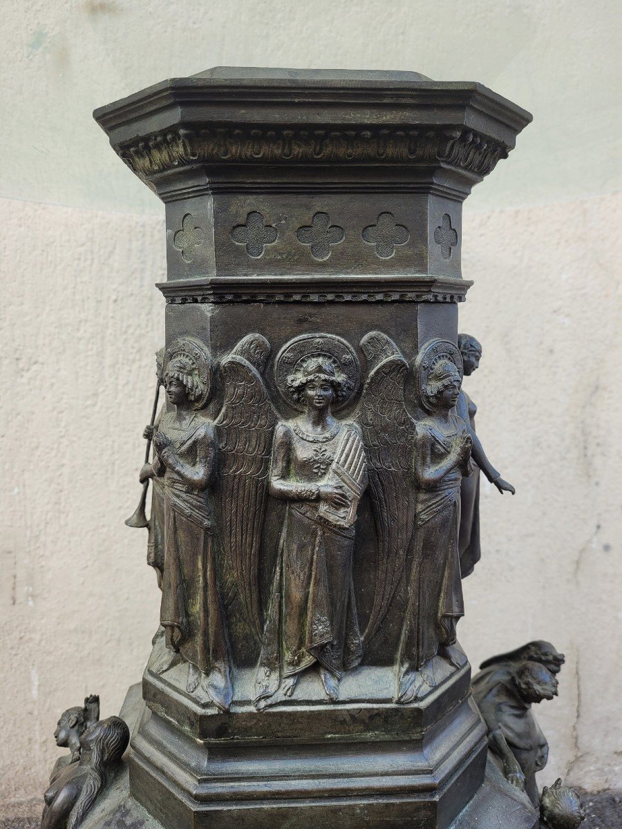 C Zocchi (d'après), Monument à Dante, Réduction En Bronze, Fin XIXème /début XXème Siècle-photo-4