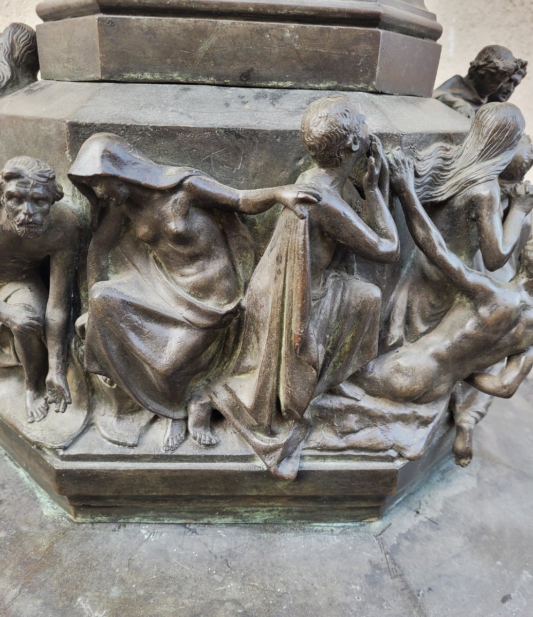 C Zocchi (d'après), Monument à Dante, Réduction En Bronze, Fin XIXème /début XXème Siècle-photo-1