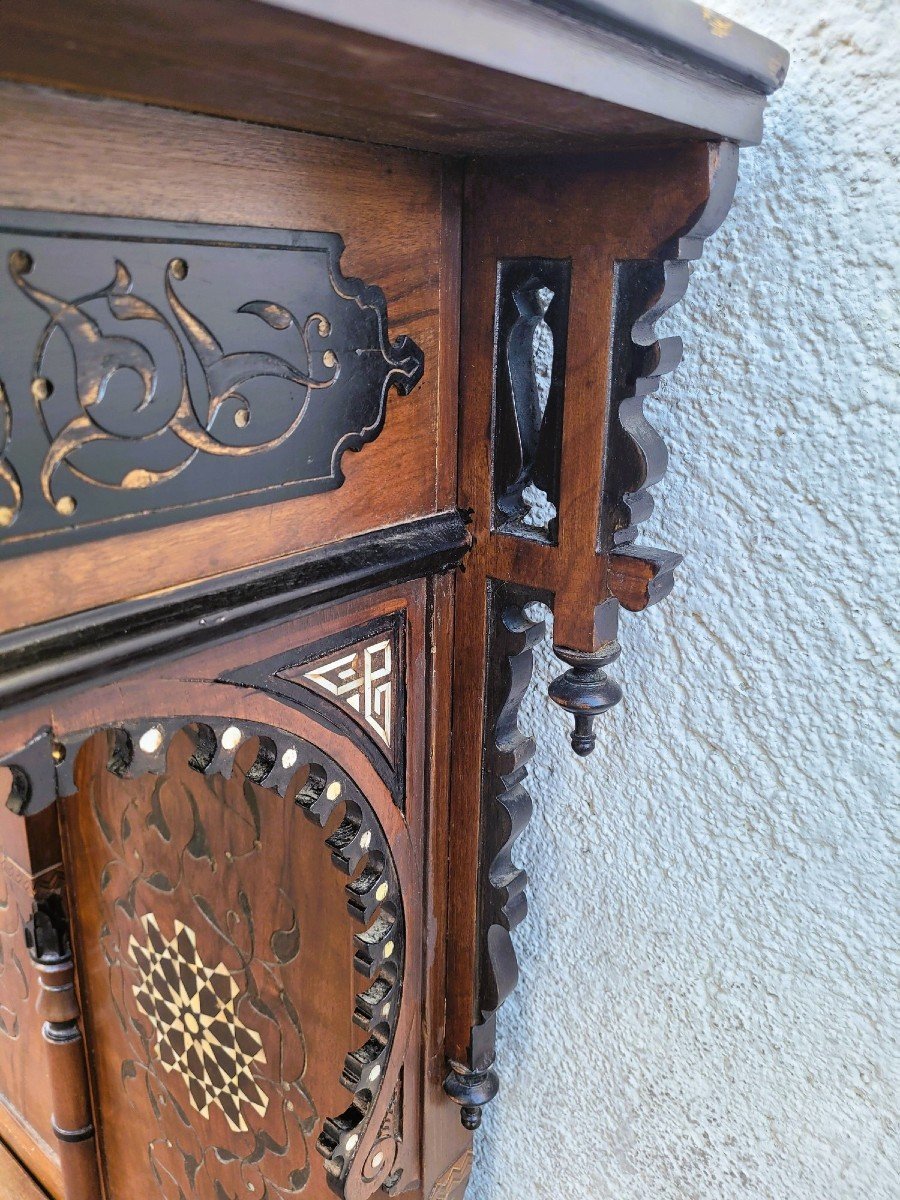 G Parvis, Console + Miroir En Marqueterie, XIXème Siècle-photo-5