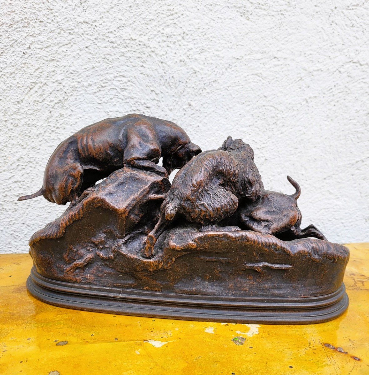 Pj Mêne, La Chasse Au Lapin, Bronze Signé, XIXème Siècle-photo-3