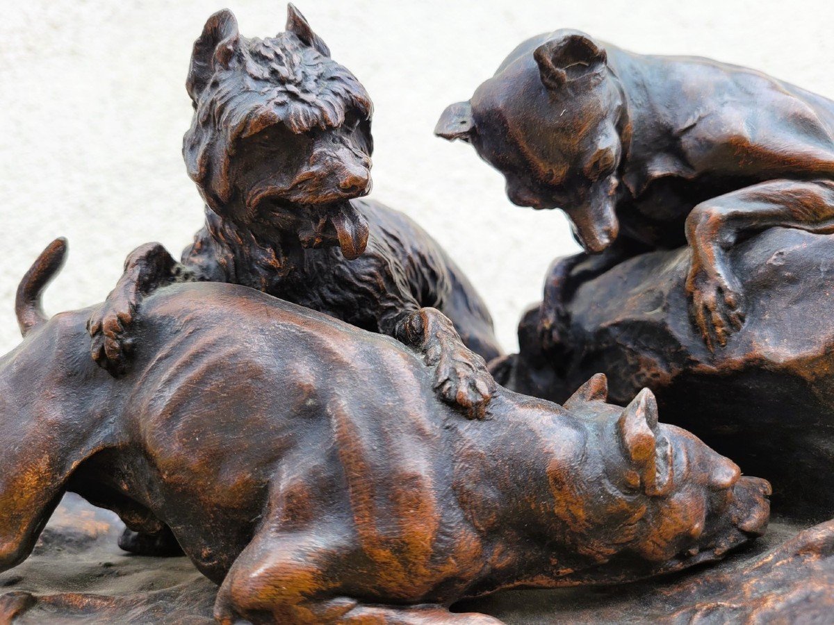 Pj Mêne, La Chasse Au Lapin, Bronze Signé, XIXème Siècle-photo-7